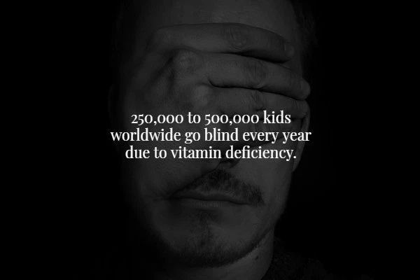 monochrome photography - 250,000 to 500,000 kids worldwide go blind every year due to vitamin deficiency.