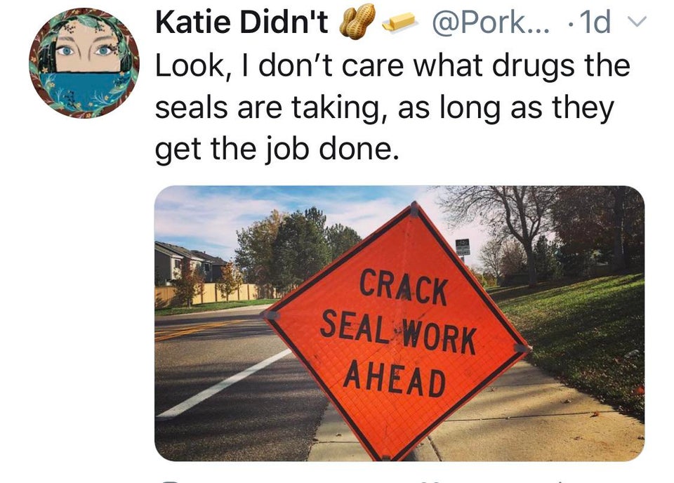 ahead sign - Katie Didn't ... 1d v Look, I don't care what drugs the seals are taking, as long as they get the job done. Crack Seal Work Ahead