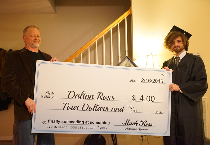 graduation gift from parents - 1001 Due 12162016 to en Dalton Ross $ 4.00 Four Dollars and oce For finally succeeding at something 123456789 000123456789 ".00 Mark Ross hulkonzed diabete