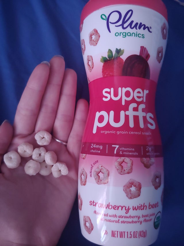 cream - um organics super puffs organic grain cereal snack 24mg choline I vitamins & minerals who Strawberry with beer Taved with strawberry, be natural strawberry Alam erry, beetje Net Wt 1.5 Oz 429