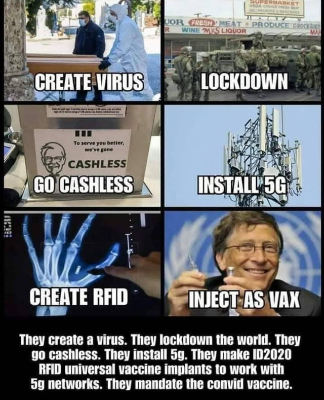 Conspiracy theory - Supermarket Usb Jor Fresh Meat Produce Wine Mus Liquor Create Virus Lockdown To serve you better, we've gone Cashless Go Cashless Install"5G 100g Create Rfid Inject As Vak They create a virus. They lockdown the world. They go cashless.