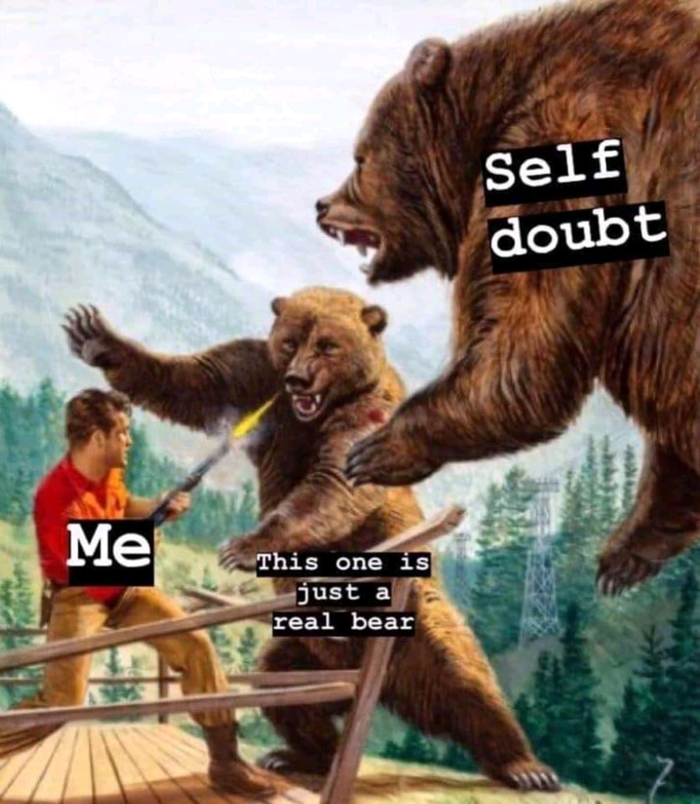 self doubt meme - Self doubt Me This one is just a real bear