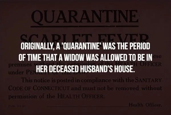 Ouarantine E Originally, A 'Quarantine' Was The Period Of Time That A Widow Was Allowed To Be In se premises Officer under Pe Her Deceased Husband'S House. This notice is posted in compliance with the Sanitary Code Of Connecticut and must not be removed…