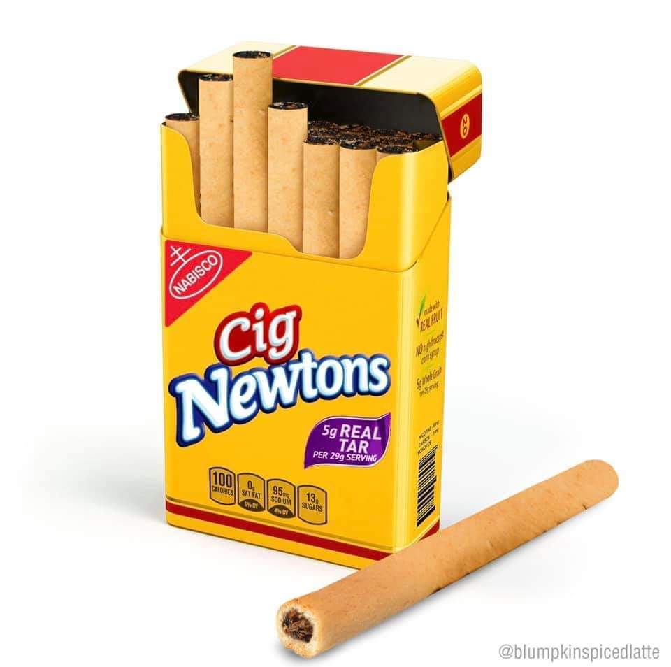 tobacco products - Nabisco Cig Newtons 5g Real Tar Per 29g Serving 100 Calores Sat Fat 95m Sodium th 13, Sugars