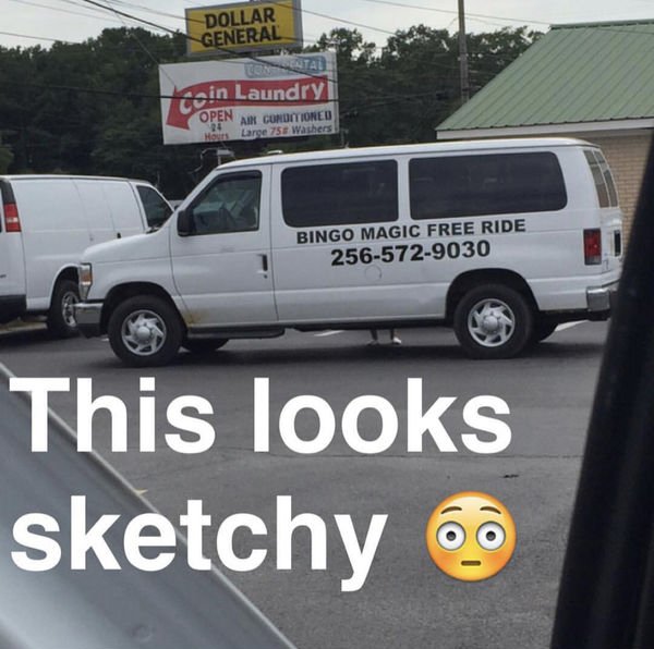 This looks sketchy - white van with black tinted windows