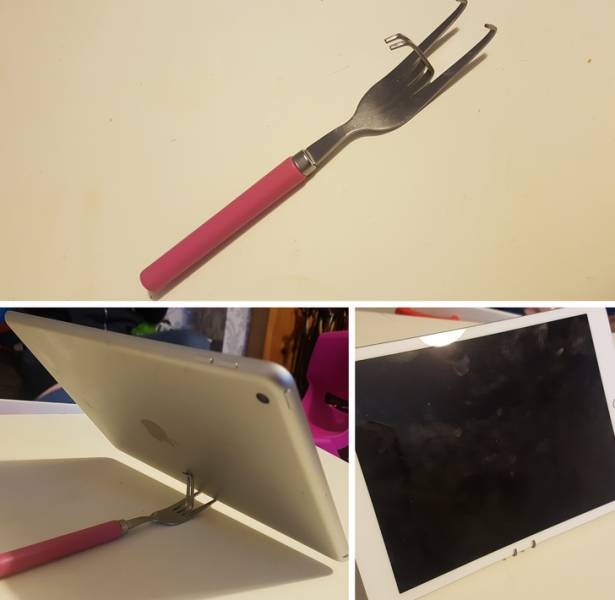 “Found this fork in my brother’s house and asked him why he had done it... Then he ran upstairs to grab his iPad.”