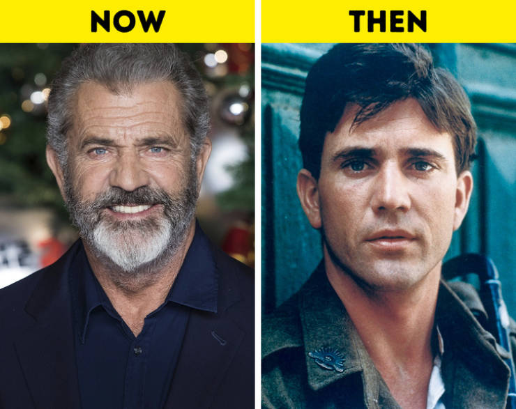celebrities young vs old - mel gibson