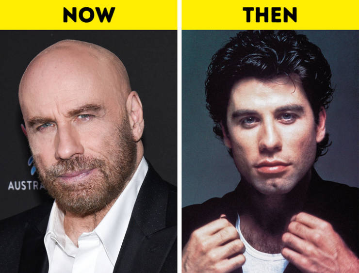 celebrities young vs old - john travolta