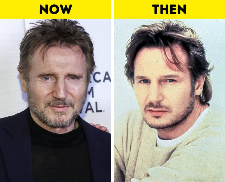celebrities young vs old - liam neeson