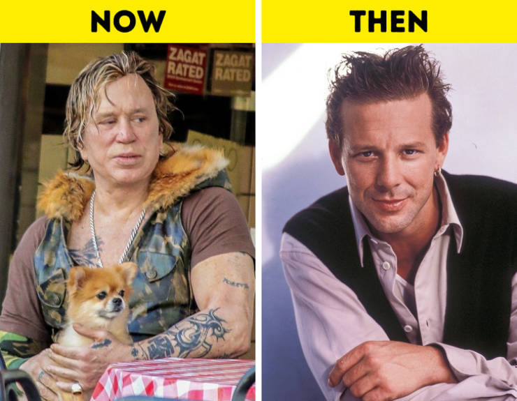 celebrities young vs old - mickey rourke