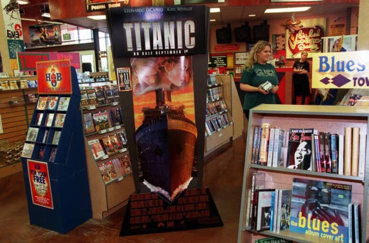 This giant display to promote the VHS release of Titanic at a Tower Records store