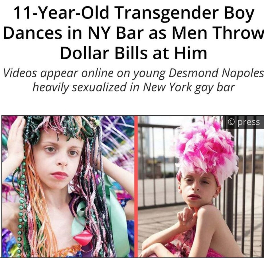 desmond dancing for money meme - 11YearOld Transgender Boy Dances in Ny Bar as Men Throw Dollar Bills at Him Videos appear online on young Desmond Napoles heavily sexualized in New York gay bar press