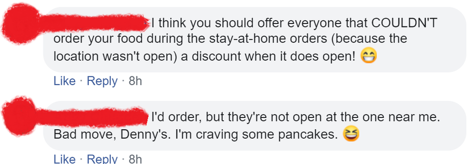 diagram - I think you should offer everyone that Couldn'T order your food during the stayathome orders because the location wasn't open a discount when it does open! 8h I'd order, but they're not open at the one near me. Bad move, Denny's. I'm craving som