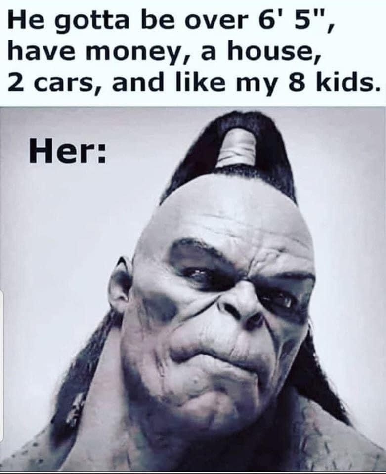 6 5 memes - He gotta be over 6'5", have money, a house, 2 cars, and my 8 kids. Her 0