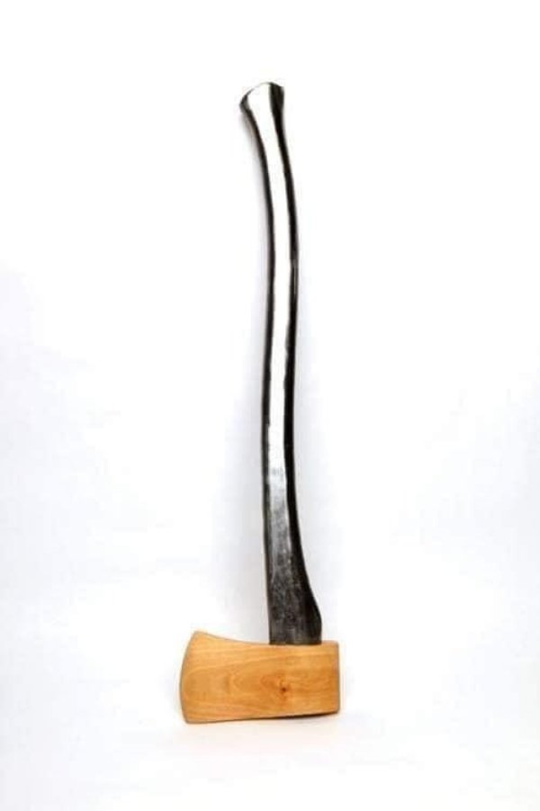 wooden axe with metal handle