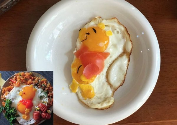 fried egg that looks like winnie the pooh