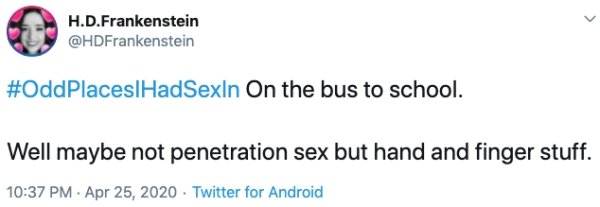 diagram - H.D.Frankenstein HadSexln On the bus to school. Well maybe not penetration sex but hand and finger stuff. Twitter for Android
