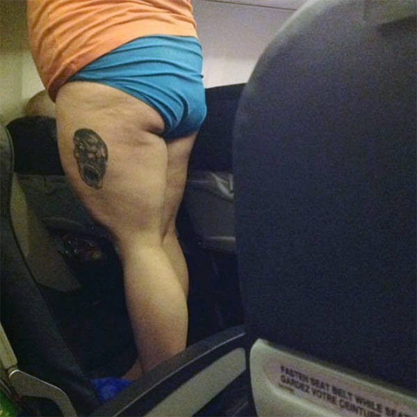 Airplane offender not wearing pants on a flight