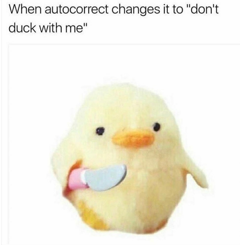 duck meme - When autocorrect changes it to "don't duck with me"