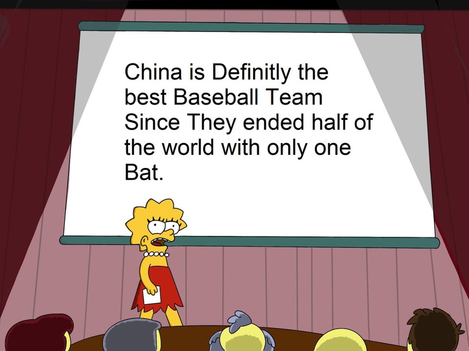 lisa simpson meme template - China is Definitly the best Baseball Team Since they ended half of the world with only one Bat.