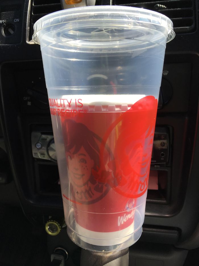 small wendy's frosty cup inside a medium cup