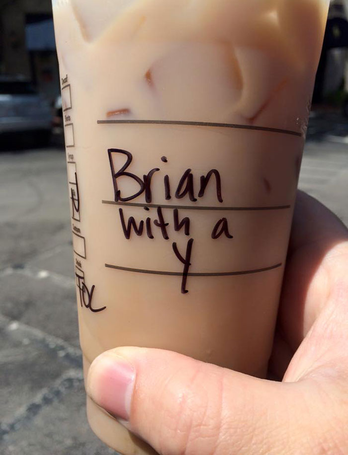 starbucks cup brian with a y