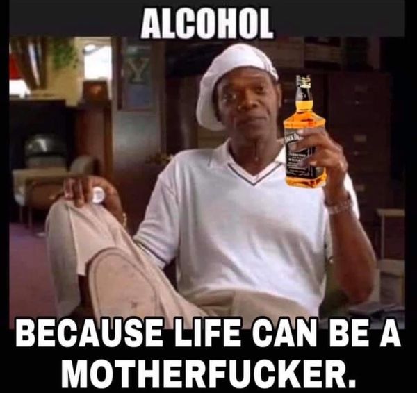 photo caption - Alcohol Because Life Can Be A Motherfucker.