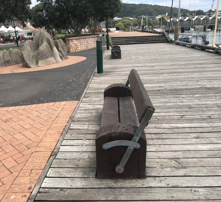 these public benches are reversible so you can choose to look at people or boats