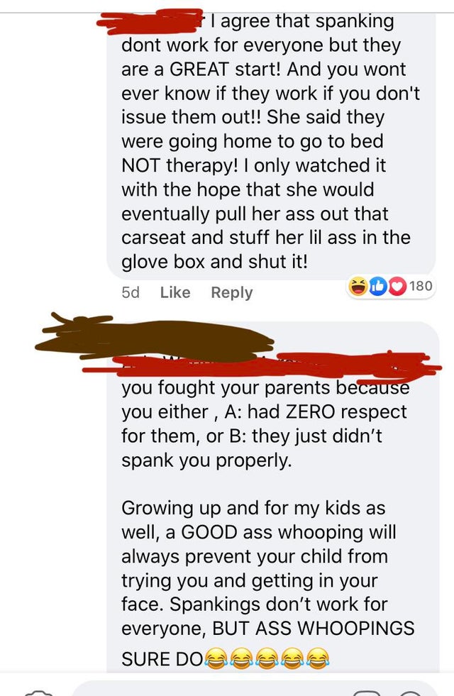 paper - I agree that spanking dont work for everyone but they are a Great start! And you wont ever know if they work if you don't issue them out!! She said they were going home to go to bed Not therapy! I only watched it with the hope that she would event