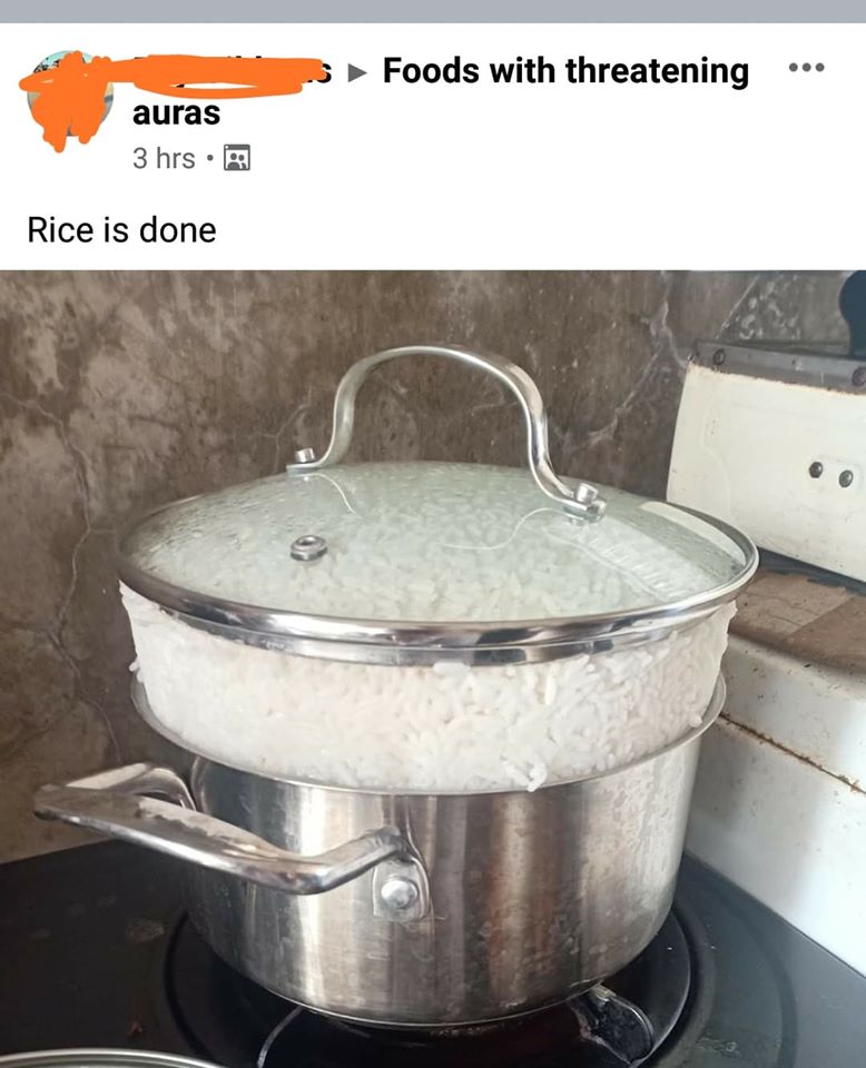 cookware accessory - 3 Foods with threatening ... auras 3 hrs A Rice is done
