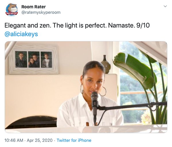 alicia keys good job - Room Rater Sa Dug Pie Elegant and zen. The light is perfect. Namaste. 910 Twitter for iPhone