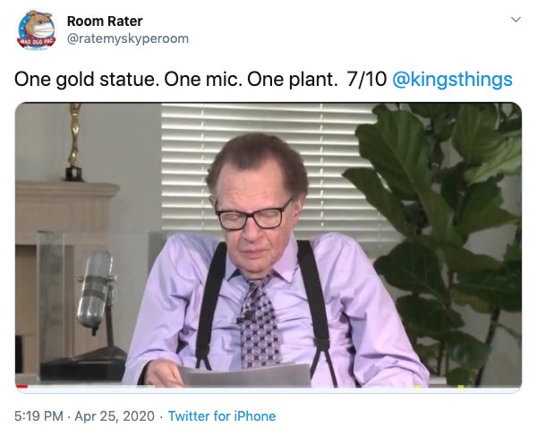 presentation - Room Rater Mi Dlgte One gold statue. One mic. One plant. 710 . Twitter for iPhone