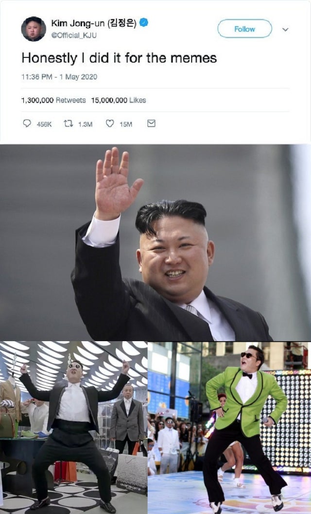 Kim Jongun 229 Honestly I did it for the memes 1,300,000 15,000,000 Lz 1.3M 152 g