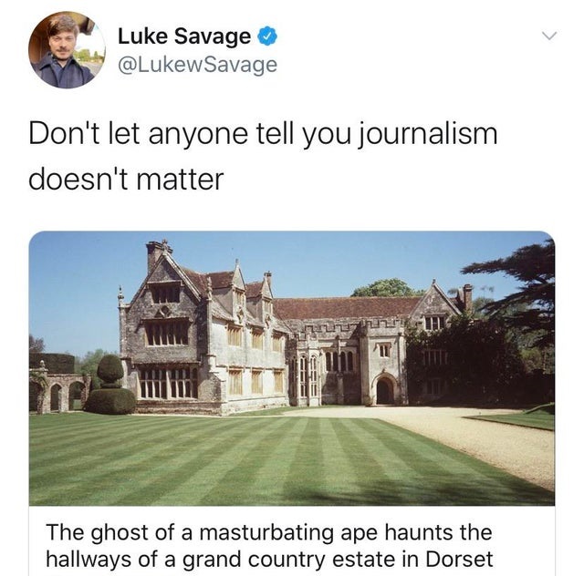 athelhampton - Luke Savage Don't let anyone tell you journalism doesn't matter The ghost of a masturbating ape haunts the hallways of a grand country estate in Dorset