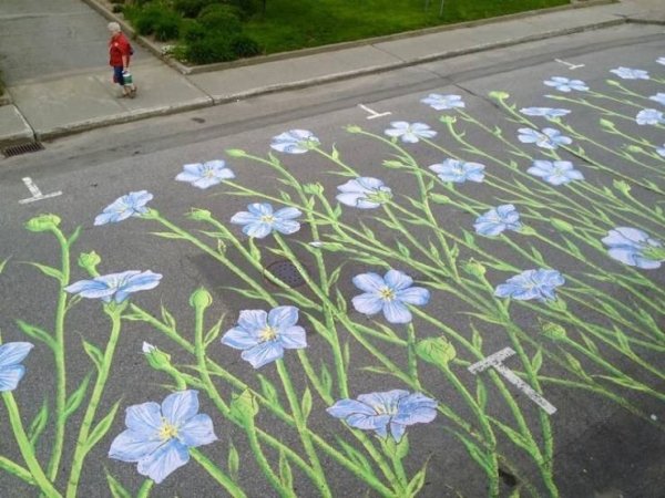 sidewalk chalk art flowers