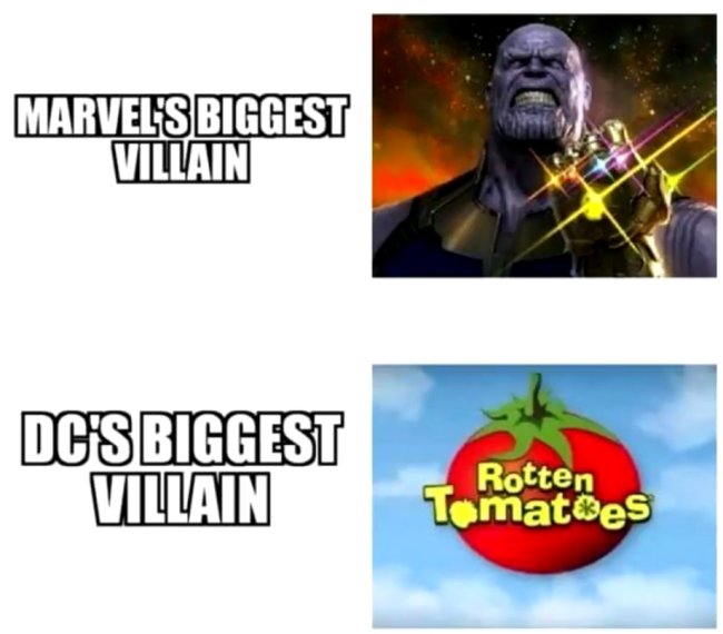 funny dark humor memes - Marvel'S Biggest Villain Dc'S Biggest Villain Rotten Tomatoes