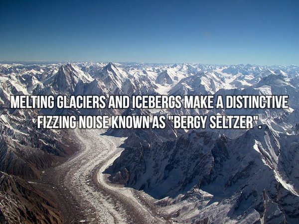 himalayas glacier - Melting Glaciers And Icebergs Make A Distinctive Fizzing Noise Known'As "Bergy Seltzer".