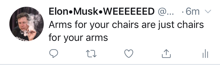 thank you for your business - ElonMuskWEEEEEED @... 6m v Arms for your chairs are just chairs for your arms e Cz ili