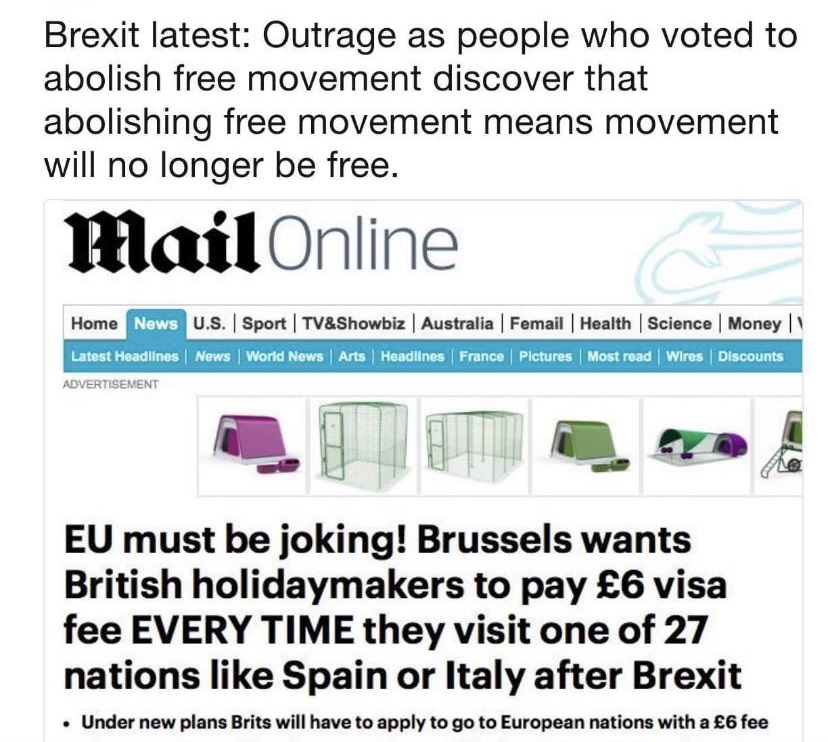 brexit free movement no longer free - Brexit latest Outrage as people who voted to abolish free movement discover that abolishing free movement means movement will no longer be free. MailOnline Home News U.S. Sport | Tv&Showbiz | Australia Femail Health S