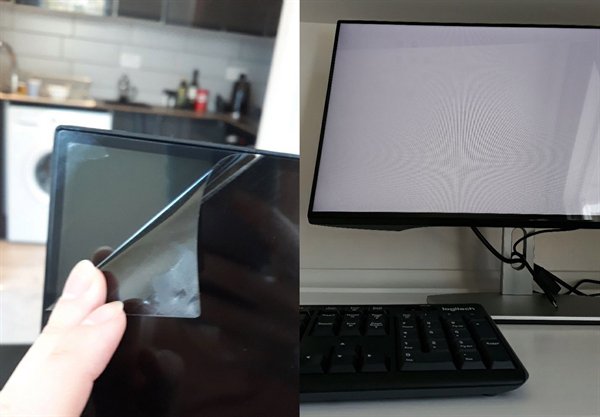 person broke their computer monitor trying to set it up