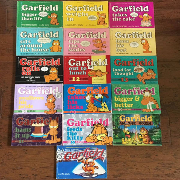 garfield books - Garfield bigger than life To Book Garfield weighs Garfield takes eve the cake in He Fourth Book Book Garfield Garfield Garfield sits tips en around the house the scales loses his feet Montok Garfield rolls on Garfield Garfield out to 2 lu