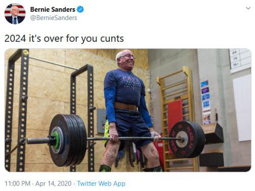 bernie sanders lifting weights - Bernie Sanders Sanders 2024 it's over for you cunts Twitter Web App