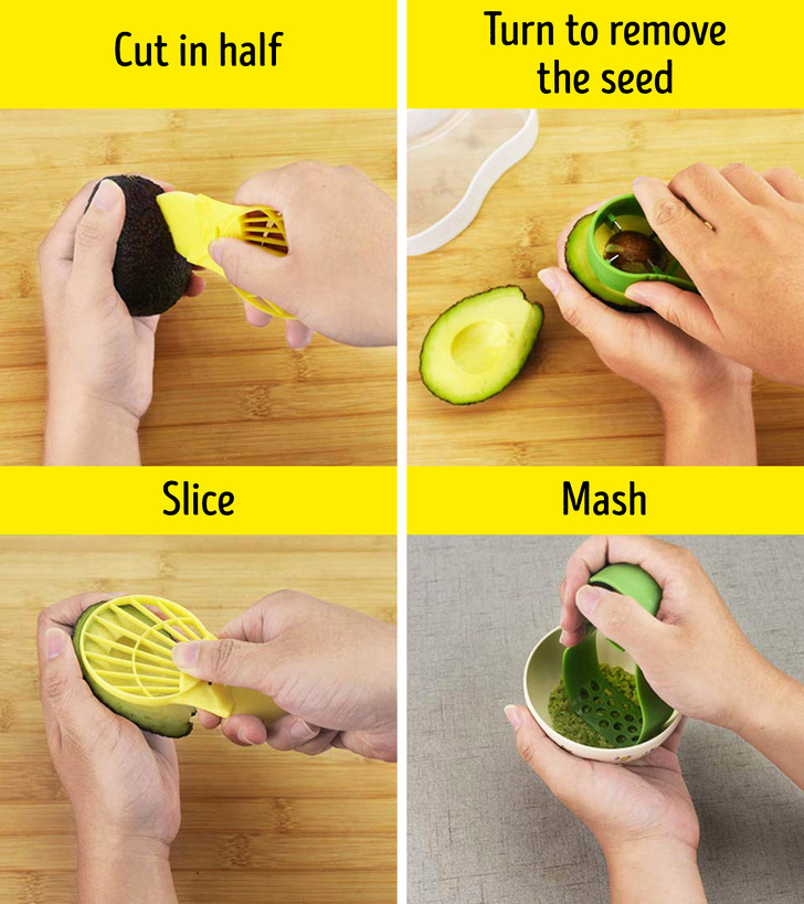 banana family - Cut in half Turn to remove the seed Slice Mash