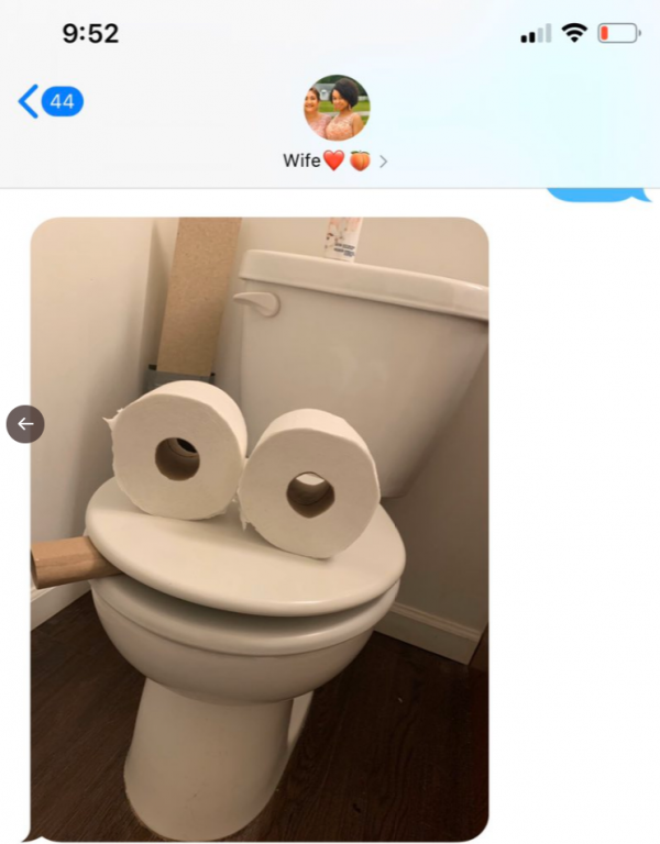 funny texts - toilet paper face on toilet