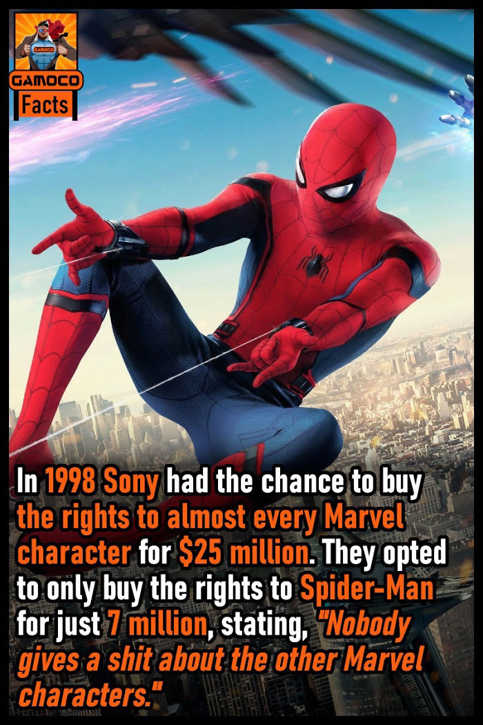 spiderman avengers - In 1998 Sony had the chance to buy the rights to almost every Marvel character for $25 million. They opted to only buy the rights to SpiderMan for just 7 million, stating,