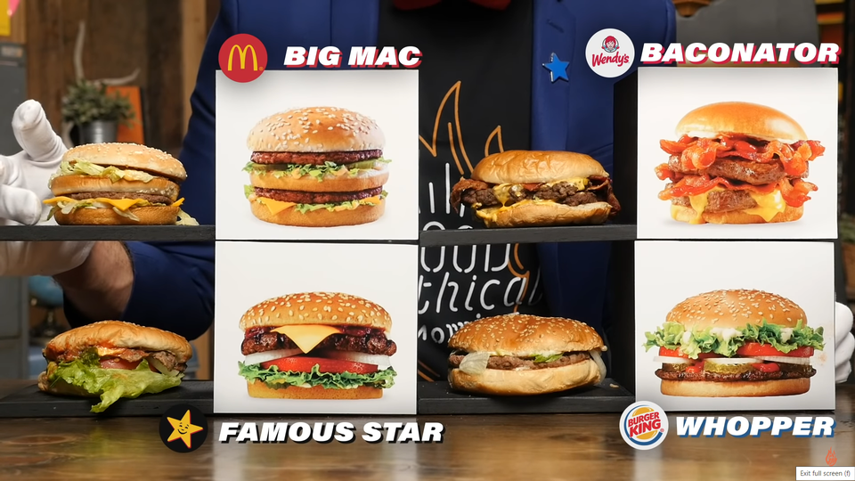 fast food - m. Big Mac de Baconator Vuits thical ho Famous Star King Whopper