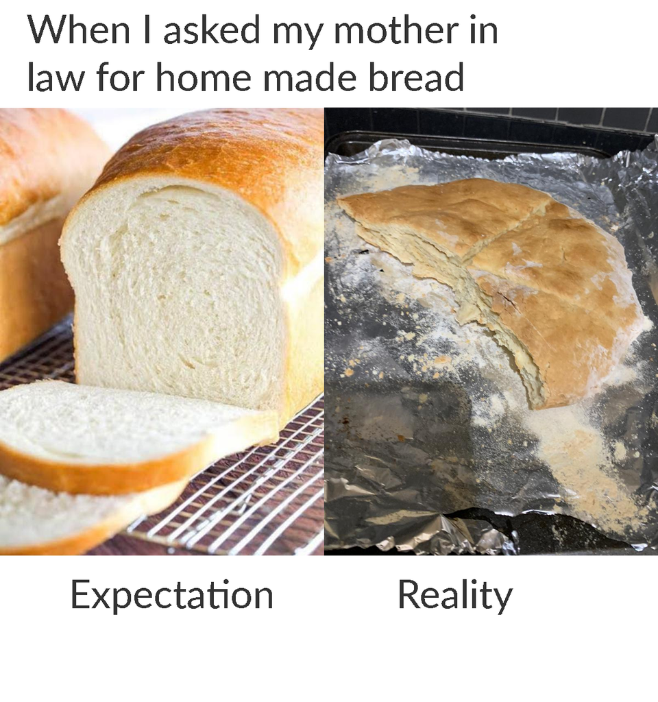 White bread - When I asked my mother in law for home made bread Expectation Reality