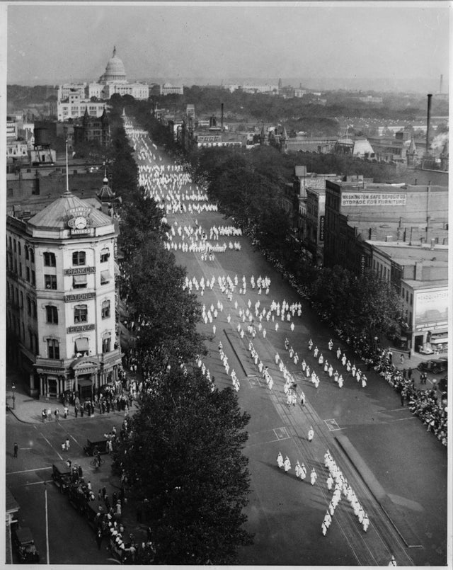 Ku Klux Klan parade on Pennsylvania Avenue, Washington, D.C., Sept. 13, 1926