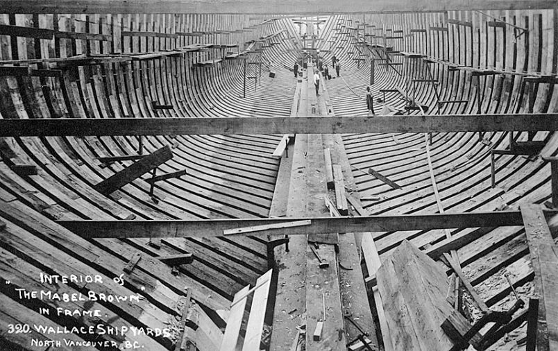 Framing of the Mabel Brown lumber schooner, North Vancouver, Canada, 1916