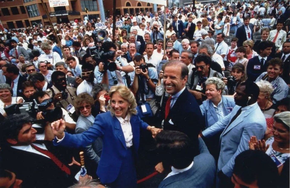 Joe Biden holds a rally in 1988, in Wilmington, Delaware, during his first campaign for the Democratic Party nomination for President.